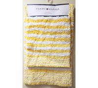 Set di Due Tommy Hilfiger Giallo Righe Morbido Bagno, Zerbino Ciniglia, con Pelo
