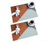Set di due tovagliette in pelle da 45,7 x 30,5 cm, progettate per proteggere le superfici del tavolo da danni e macchie di calore, facili da pulire dopo l'uso (fulvo)