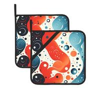 Set di due vasi quadrati isolati da due tappetini da cucina resistenti al calore, ideali per il coperchio a pentola da cucina e la stampa del diagramma ying yang del barbecue all'aperto