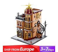 Set di edifici per case Steampunk Flying Club, negozio di appartamenti di città con figure Modello di illuminazione Blocchi di edifici modulari 1858 pezzi