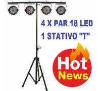 Set di effetti luci discoteca teatro 4 par 18 led rgb DMX + stand a "T"