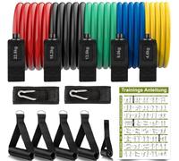 Set di Elastici Fitness 12 Pezzi - Bande di Resistenza Premium in Gomma Naturale con Maniglie - Fasce Elastiche per Allenamento di Forza, Bodybuilding - Resistance Bands per Palestra a Casa