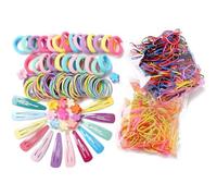 Set di elastici per capelli colorati e carini, set di elastici per capelli multicolore, elastici per capelli per ragazze e donne, morbidi elastici per capelli per ragazze e bambini (500 pezzi)