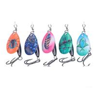 Set di esche con paillettes, 5 pezzi, ganci spinati, set da 5 pezzi | Forte triplo gancio spinato, penetrazione rapida, impedisce la fuga, design, acqua dolce pronto