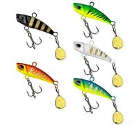 Set di esche da pesca, 5 pezzi, lama vibrante in metallo con occhi 3D, cucchiai rotanti ad alta velocità per una pesca efficace (20 g)