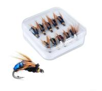 Set di esche da pesca a mosca con ali imitazioni realistiche per trota spigola e panfish d'acqua dolce con dieci pezzi di colore nero piccolo gancio a vite per pescatori
