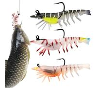 Set di Esche Gamberetti | PVC morbido colori vivaci per facile cattura - Gamberetti Artificiali Attrezzatura da | per Spigola Passera Persico Snook Walleye Salmone