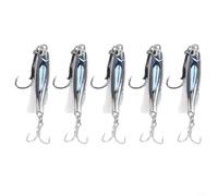 Set di esche in metallo per pesca alla trota e spigola, 5 pezzi, 10-40 g | Set da 5 pezzi, pesi da 10 g a 40 g, finitura argento, ideale per spigole e trote, acqua dolce e salata