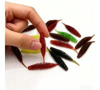 Set di esche luminose da pesca a micro-esca, esche morbide in TPE da 35 mm e 0,24 g con coda a ago, vermi micro, baits a forma di girino, adatte per corsi d'acqua rosso,rosa,giallo,verde,Rosso traspar