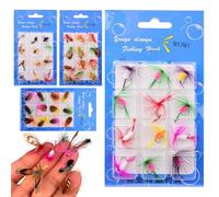 Set di esche per pesca a mosca, 48 pezzi, accessori da pesca, esche compatte per acqua dolce, per pescatori d'acqua dolce, laghi, fiumi, ruscelli, laghetti, laghetti, uomini, papà, mariti
