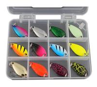 Set di Esche per Trota,2,5g,per Spinner e Trote, per Pesca Alla Trota, con Gancio Singolo,Contenitore