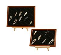 Set di espositori for gioielli con fermaglio for capelli a parete in grana noce, portafoto in 2 pezzi, pannello in velluto for venditori ambulanti(Svart)