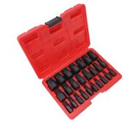 Set di estrattori a testa esagonale con design multispline per rimuovere viti rotte, bulloni e raccordi filettati, include 25 estrattori e custodia