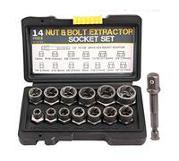 Set di estrattori per dadi a percussione da 3/8", kit di rimozione dadi da 1/4"-3/4", set di attrezzi a bussola elicoidale, con attacco esagonale da 1/4" a 3/8"