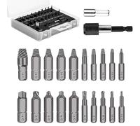 Set di estrattori per viti Kit rimozione danneggiate Easy Out da 22 pezzi Estrattore rotte HSS universale con porta bit estensibile magnetico e adattatore staffa