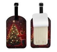 Set di etichette per bagagli con stampa albero di Natale incandescente per borse da viaggio, per uomini e donne