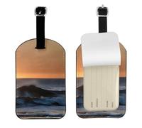 Set di etichette per bagagli con stampa di onde sul mare con scritta "Last Sun Rays of Over The Sea Waves" (lingua italiana non garantita)