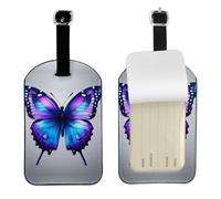 Set di etichette per bagagli e borse da viaggio, con stampa di farfalle, blu e viola, per uomini e donne