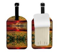 Set di etichette per bagagli in pelle con stampa girasole tramonto per borse da viaggio Neast, per uomini e donne, 1 confezione