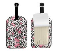 Set di etichette per bagagli in pelle con stampa leopardata rosa carina rosa mista per bagagli borsa da viaggio Neast Tag porta nome ID set per uomini e donne, 1 confezione