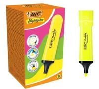 BIC Marking Flat Highlighter evidenziatori con punta smussata modulare (1,2 mm-4,6 mm) - Giallo Neon, confezione da 12