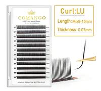 Set di extension ciglie 5D Fairy LU Curl 0.07mm sottili, 12 file, cluster pre-assemblati effetto wet lash, ciglie finte in visone 5D a ventaglio e a fiore per trucco Fibra chimica