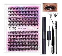 Set di extension per ciglia, 30D + 40D, set di extension per ciglia finte segmentate, con colla, pinzette, pennello, pettine, ciglia artificiali naturali, riutilizzabili per principianti (nero)