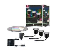 Set di faretti da incasso a pavimento a LED Paulmann Plug & Shine | Starter kit con 3 lampade, IP67, Variazione di colore RGBW, 3000-6500K, con Trasformatore