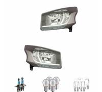 Set Di Fari Alogeni H4 Neri Per Renault Trafic III Bus Inclusi Lampadine