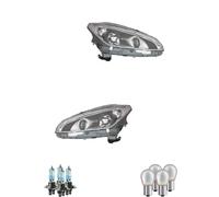 Set Di Fari Alogeni H7 Neri Per Peugeot 208 Inclusi Lampadine