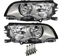 Set Di Fari Argento Per BMW 3 Serie E46 Anno 98-01 Osram H7/H7 + Motori