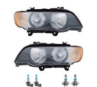 Set Di Fari Bianchi Inclusi Lampadine OSRAM H7 HB3 Con Motore LWR Per BMW X5 E53