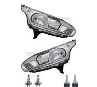 Set Di Fari Cromati Inclusi Lampadine OSRAM H15 H7 Per Ford Transit Connect V408