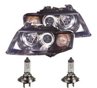 Set Di Fari Per Audi A4 B6 Tipo 8E Anno 00-04 Berlina Avant Nero H7+H9