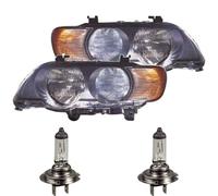 Set Di Fari Per BMW X5 E53 99-03 Con Indicatori Bianchi H7+HB3 Inclusi Lampadine