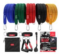 Set Di Fasce Di Resistenza + Piano Allenamenti - Kit Elastici: 5 Bande Elastiche