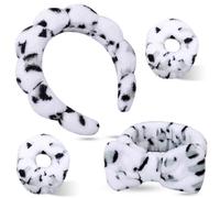 Set di fasce per capelli in spugna da donna e da polso, set di fascia per trucco gonfio per lavare il viso, fascia morbida per la testa, fascia per capelli carina per doccia, 4 pezzi