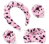 Set di fasce per capelli in spugna da donna e da polso, set di fascia per trucco gonfio per lavare il viso, fascia morbida per la testa, fascia per capelli carina per doccia, 4 pezzi