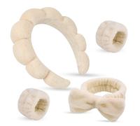 Set di fasce per capelli in spugna da donna e da polso, set di fascia per trucco gonfio per lavare il viso, fascia morbida per la testa, fascia per capelli carina per doccia, 4 pezzi