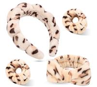 Set di fasce per capelli in spugna da donna e da polso, set di fascia per trucco gonfio per lavare il viso, fascia morbida per la testa, fascia per capelli carina per doccia, 4 pezzi