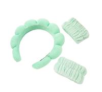 Set di fasce per capelli in spugna e asciugamano da polso (verde chiaro)
