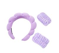 Set di fasce per capelli in spugna e asciugamano da polso (viola)
