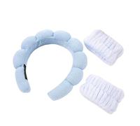 Set di fasce per capelli in spugna per impasto fritto e asciugamano da polso (blu cielo)