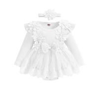 Set di Fasce per Capelli per Neonato in Pizzo a Maniche Lunghe per Bambina con Motivo Floreale