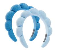 Set di fasce per il lavaggio del viso - 2 fasce in spugna per il trucco, confezione combinata per la cura della pelle del viso, maschere per il viso (blu scuro + azzurro)