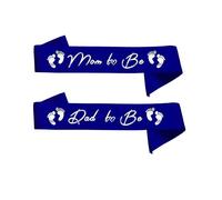 Set di fasce per mamma e papà, 2 pezzi, migliori decorazioni per baby shower, regali per mamma e papà, per rivelare il genere, per feste di ragazzo o ragazza, gemelli neutri (blu scuro - argento)