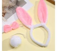 Set Di Fasce Per Orecchie Di Coniglio Da 3 Pezzi E 1 Adesivo Per Il Viso, Accessori Per Capelli Di Coniglio Di Peluche Coreano, Adatto Per Spettacoli Teatrali E Feste Festive.