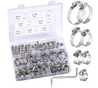 Set di Fascette Atringitubo,Collari per Tubi, 73 pz regolabile 6-38 mm, in acciaio inox morsetto per tubo set di 7 misure,per Tubo Acqua, Tubo Auto, Tubo Gas