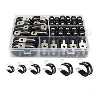 Set di fascette stringicavo in acciaio inossidabile 304 con rivestimento in gomma tipo R con 6 misure specifiche per filo elettrico, tubo e fissaggio di tubi flessibili in progetti industriali, fai da