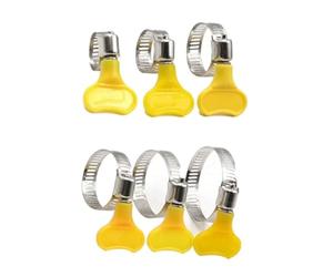 Set di fascette stringitubo regolabili, 10 pezzi, 10-38 mm, in acciaio inox, con manici in plastica gialla per un fissaggio sicuro su tubi, barbe e capezzoli (10 pezzi, 22-32 mm)